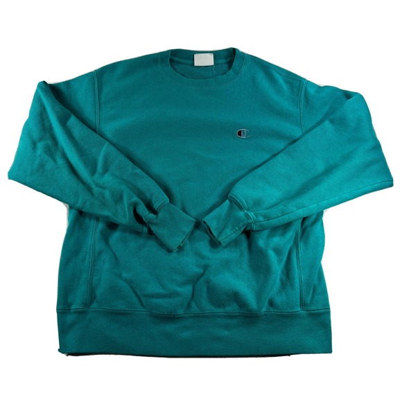VTG Champion Reverse Weave Crewneck Sweatshirt Teal Blue sz Medium 90s Retro - Picture 1 of 10
